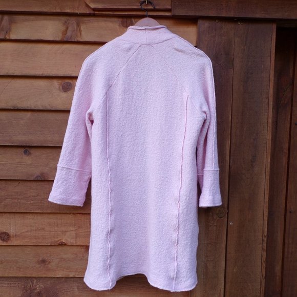 Tahari Women's Wool Blend Open Front Soft Pink Coat with Pockets. - Picture 6 of 12